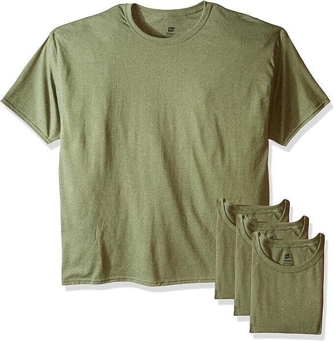 Mens Hanes Ecosmart Heather Green Cotton Short Sleeve T-Shirt 4-Pack Size 3XL gallery