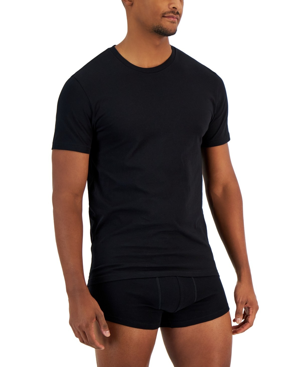 Alfani Men’s 4-Pk. Classic-Fit Solid Cotton Undershirts Deep Black Size M