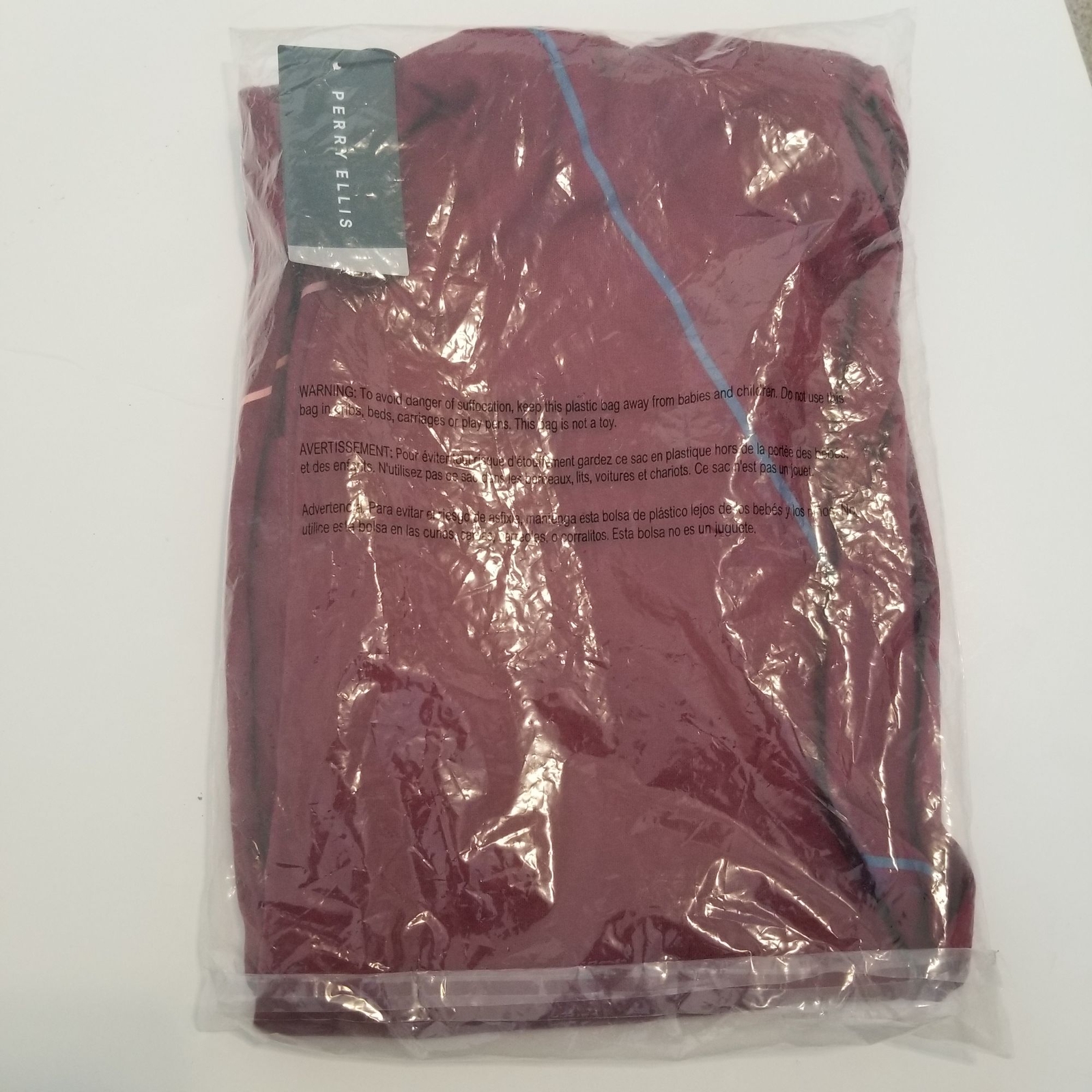 NWT PERRY ELLIS LOGO CREW NECK TEE Size L Color Cabernet- gallery
