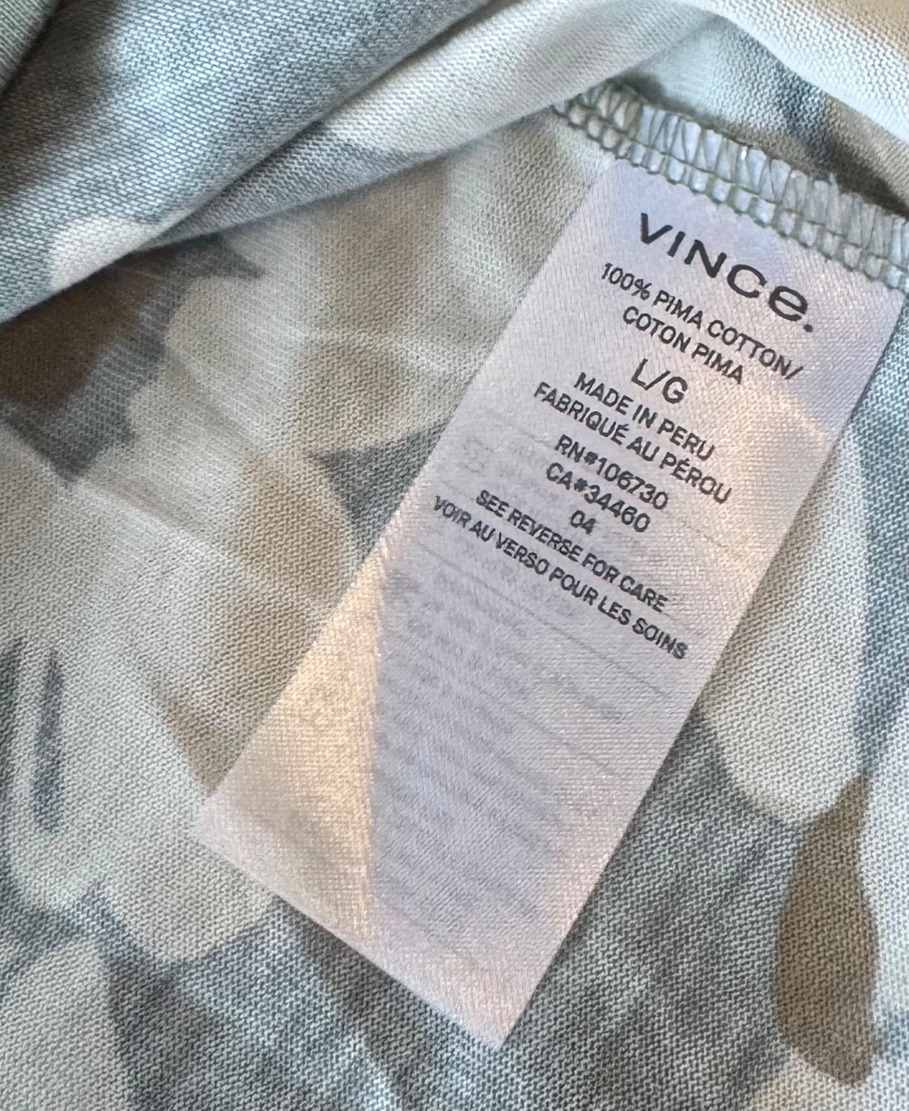 Vince Men's Short Sleeve Tee Floral Print Green 100% Pima Cotton Sz L NWOT gallery