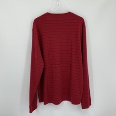 Marine Layer double knit henley stripe shirt wine navy blue rhubarb men new XXL