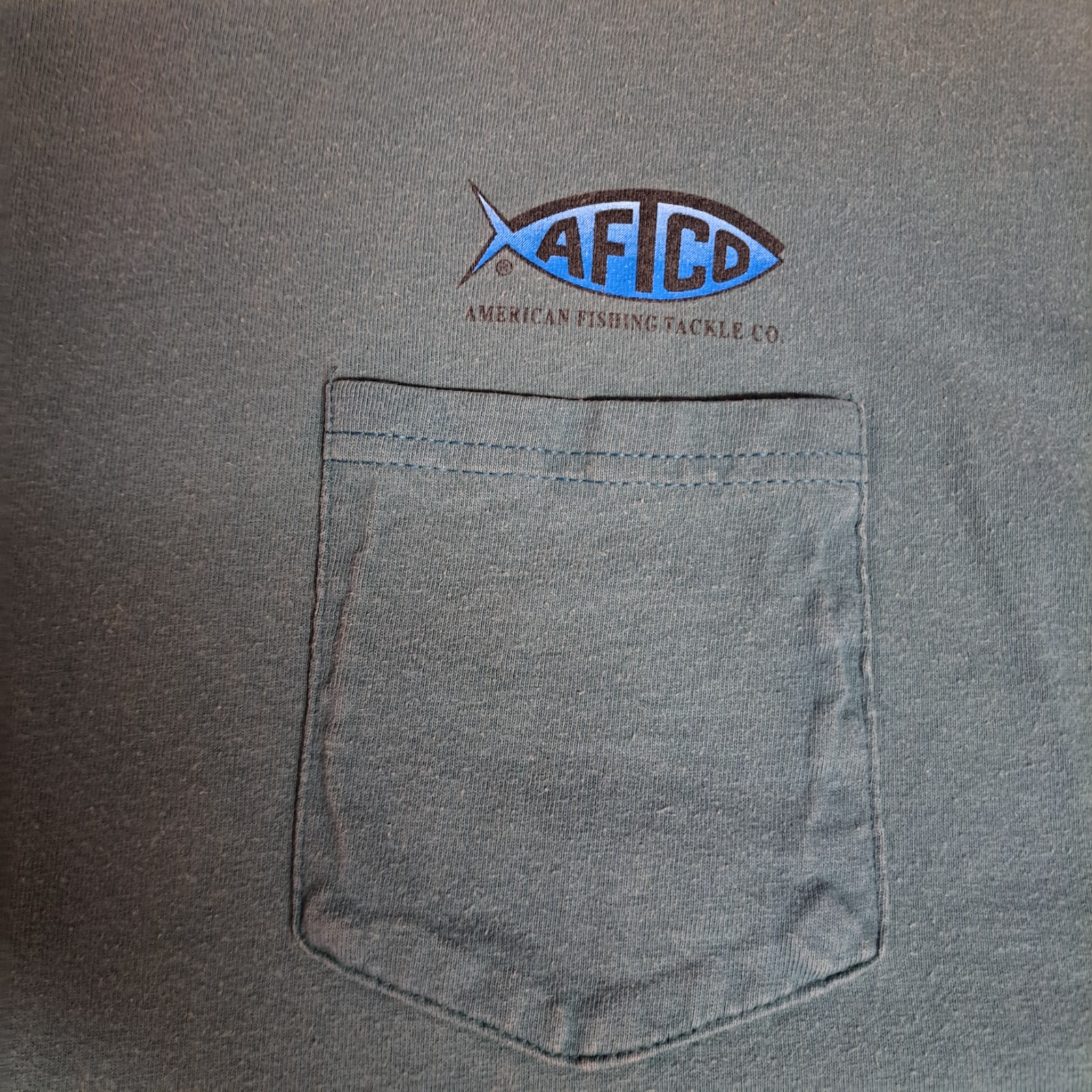 AFTCO BLUEWATER T SHIRT MENS XL GREEN POCKET SWORS FISH SHORT SLEEVE gallery