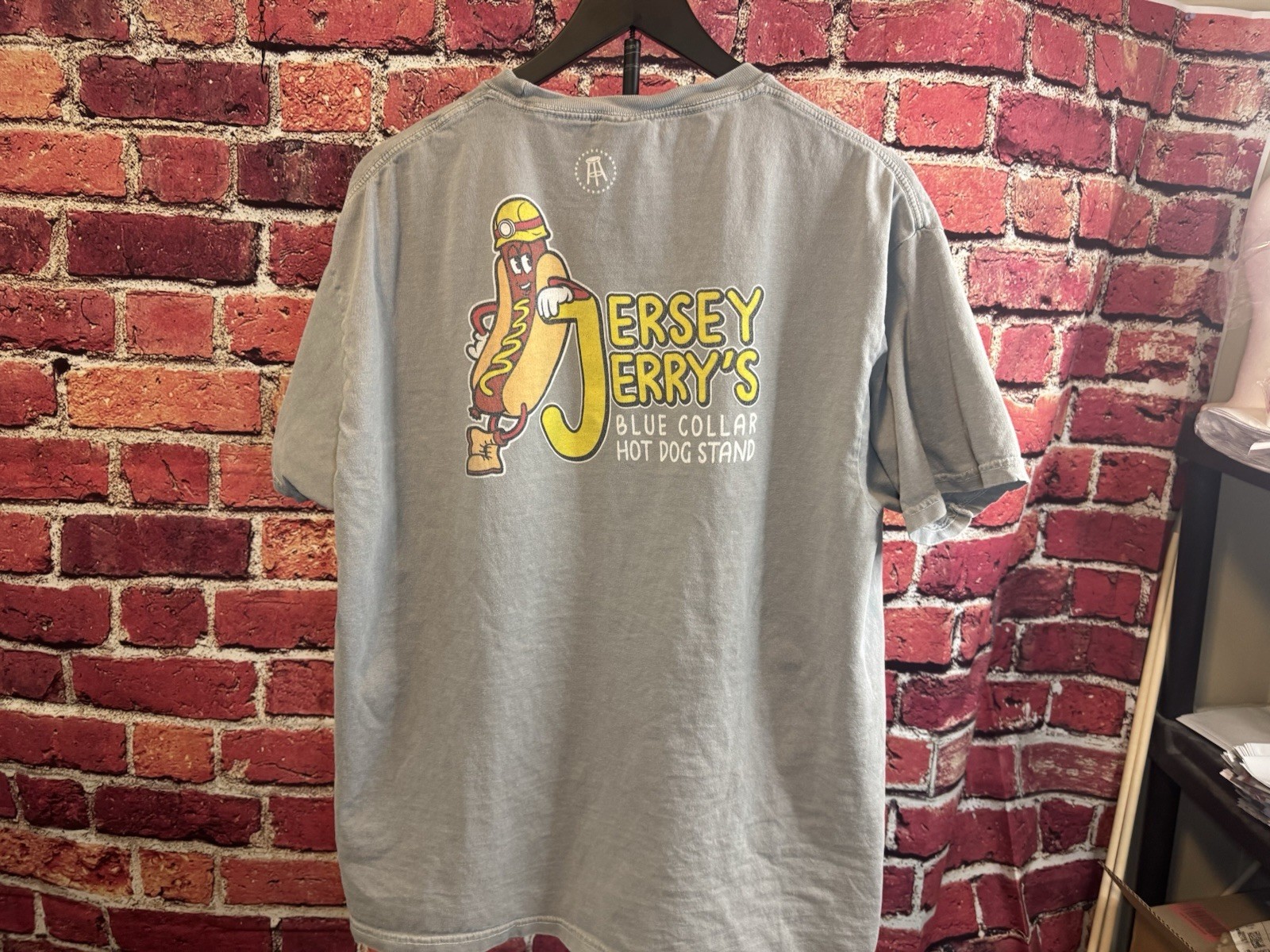 Jersey Jerry's Blue Collar Hot Dog Stand Bar Stool Sports T Shirt Size XL gallery
