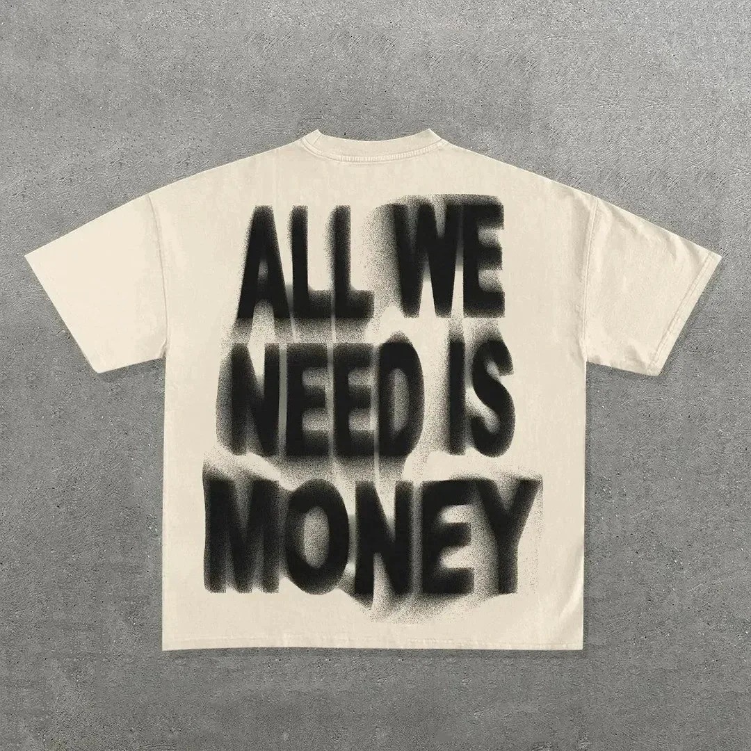 Men's Hip Hop Graphic Print Oversized Cotton Round Neck T-Shirt Streetwear gallery