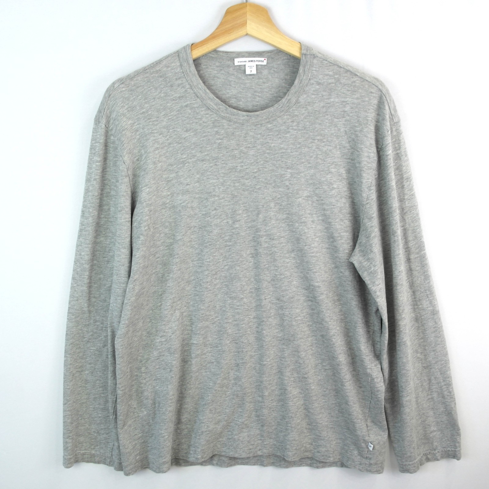 James Perse Shirt Mens Size 2 Gray Crewneck long sleeve MHEL3351 Cotton gallery