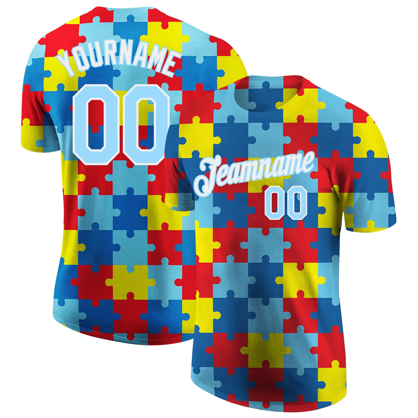 Custom Autism Awareness Puzzle Performance T-Shirt Personalized Gift for Men Top gallery