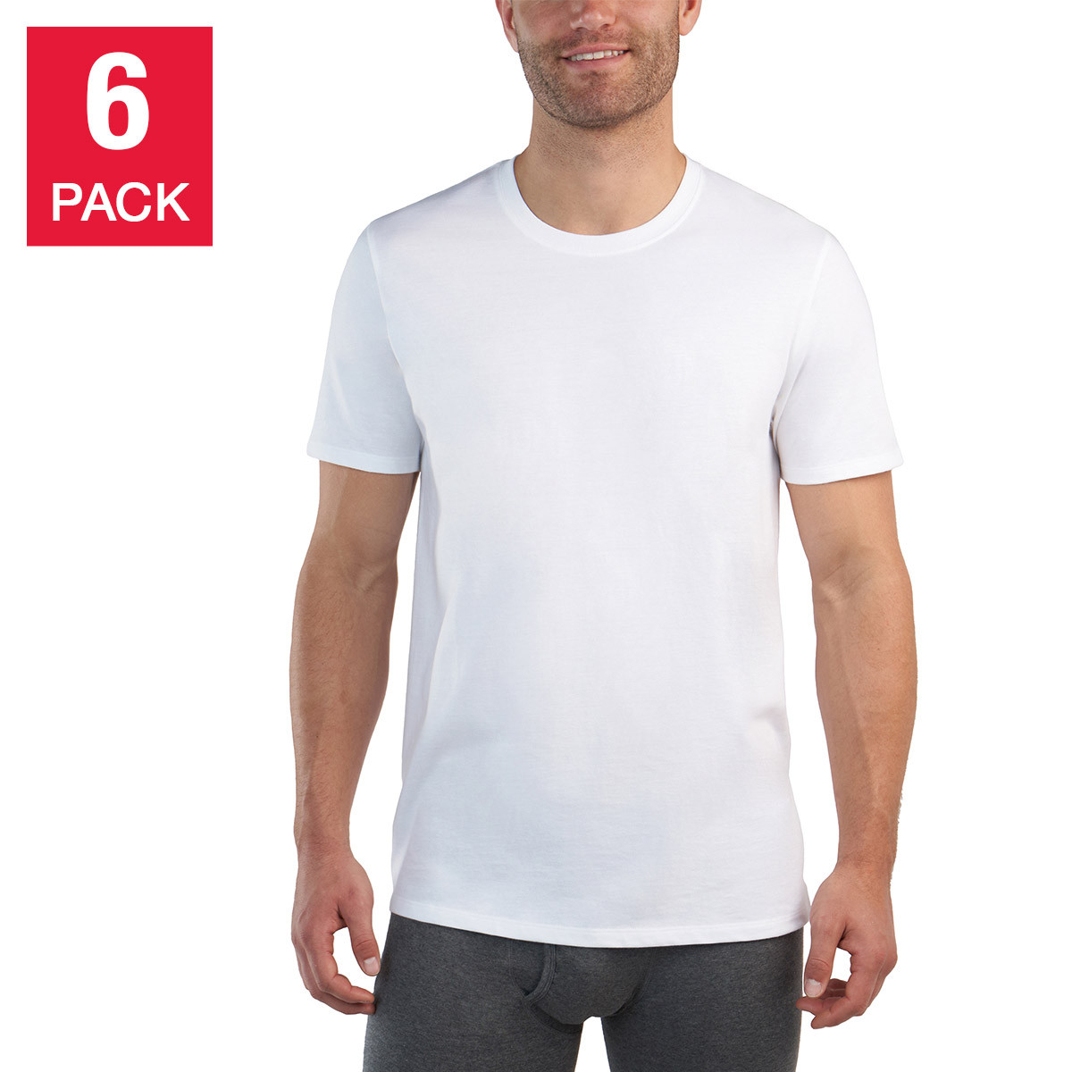 Kirkland Signature Men's Midweight Crew Tee, 6-pack 100% Cotton White Black S-3X gallery