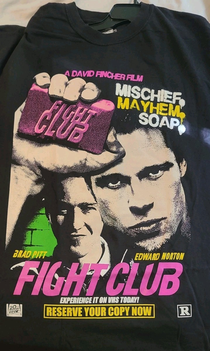 Fight Club Brad Pitt Rucking Fotten Movie Retro T-Shirt Shirt L Large gallery
