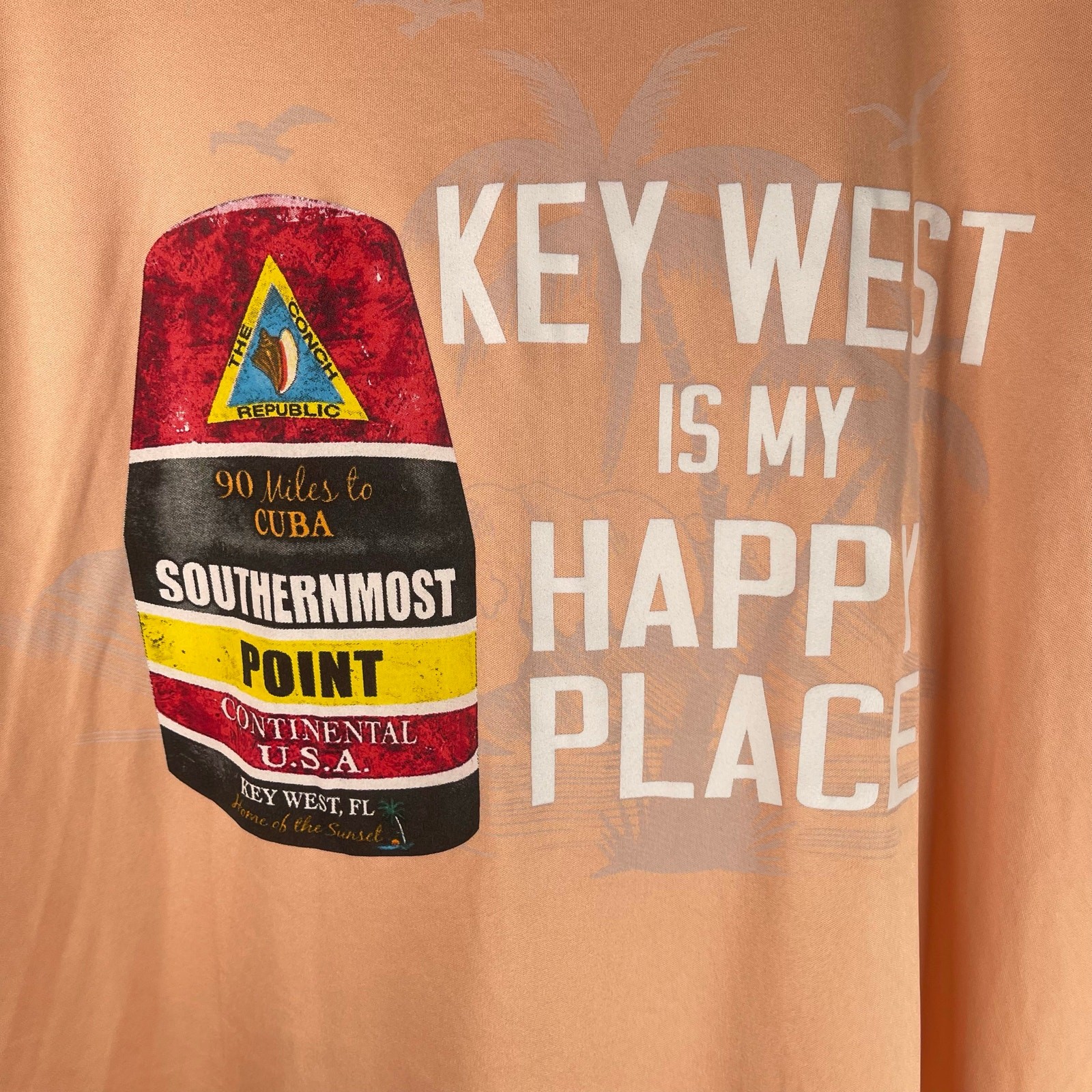 Key West Is My Happy Place T-shirt Medium Peach Orange Performance Long Sleeve gallery