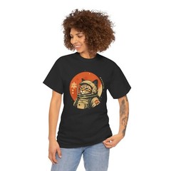 Japanese Minimalist 1950s Retro Space Cat Good Luck Kanji T-Shirt