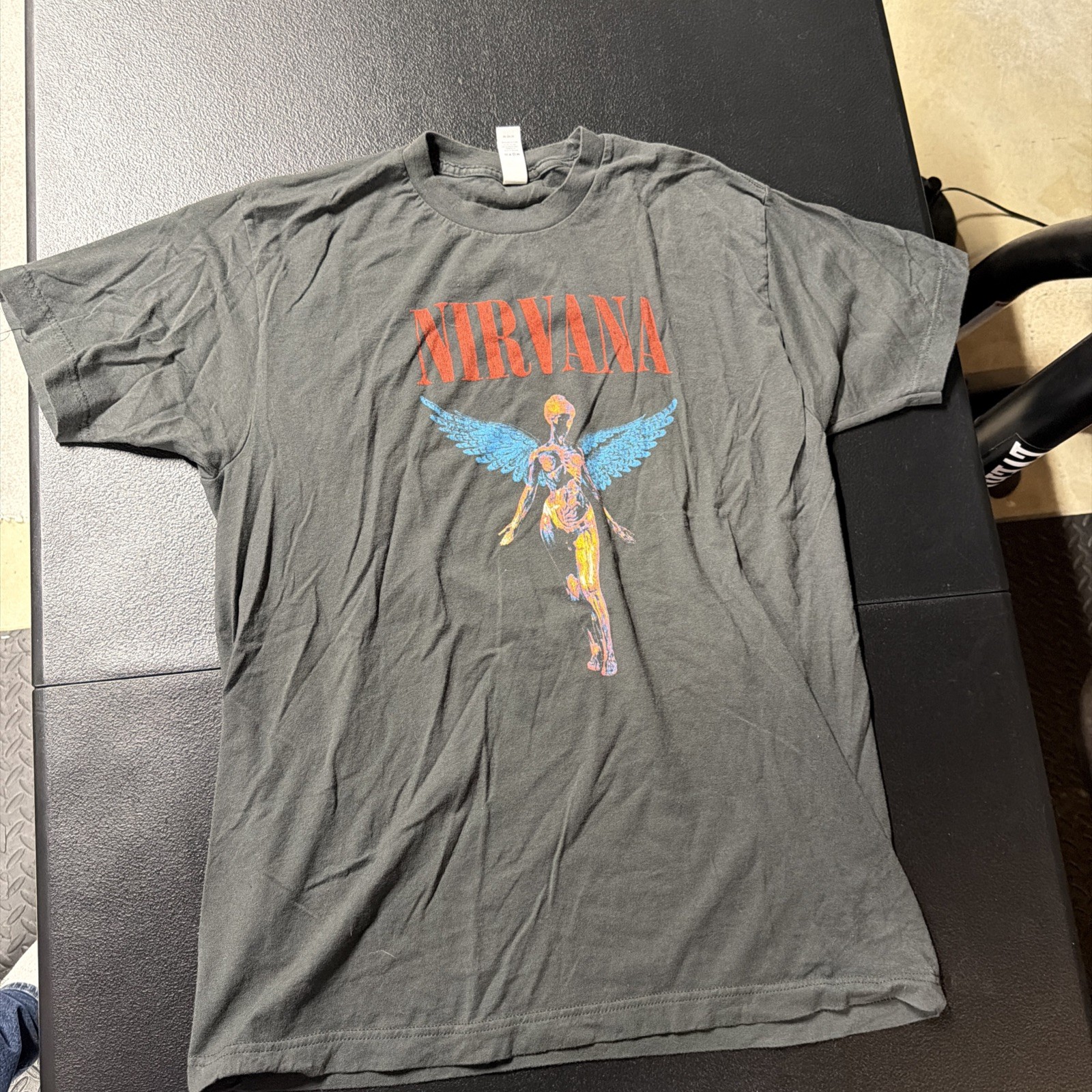 Vintage Nirvana T-Shirt In Utero Grey Cotton Kurt Cobain Grunge Size Large EUC