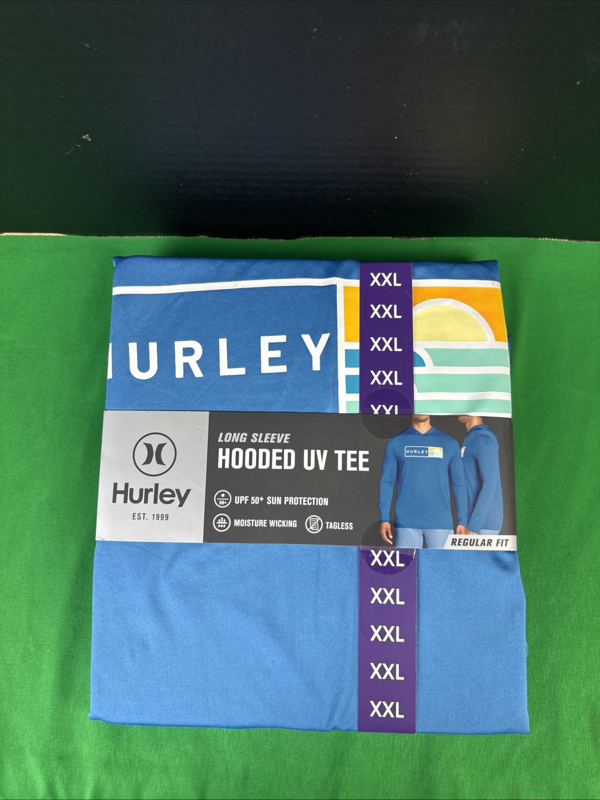 Hurley Men's Sunny Side Hybrid Stretch Hooded UV T-Shirt Size XXL Blue gallery