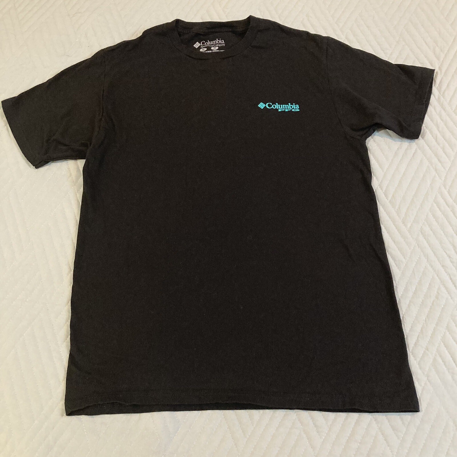 Columbia Mens Shirt Med Blue Neon Camping Graphic Short Sleeve Outdoor Rare Pink gallery
