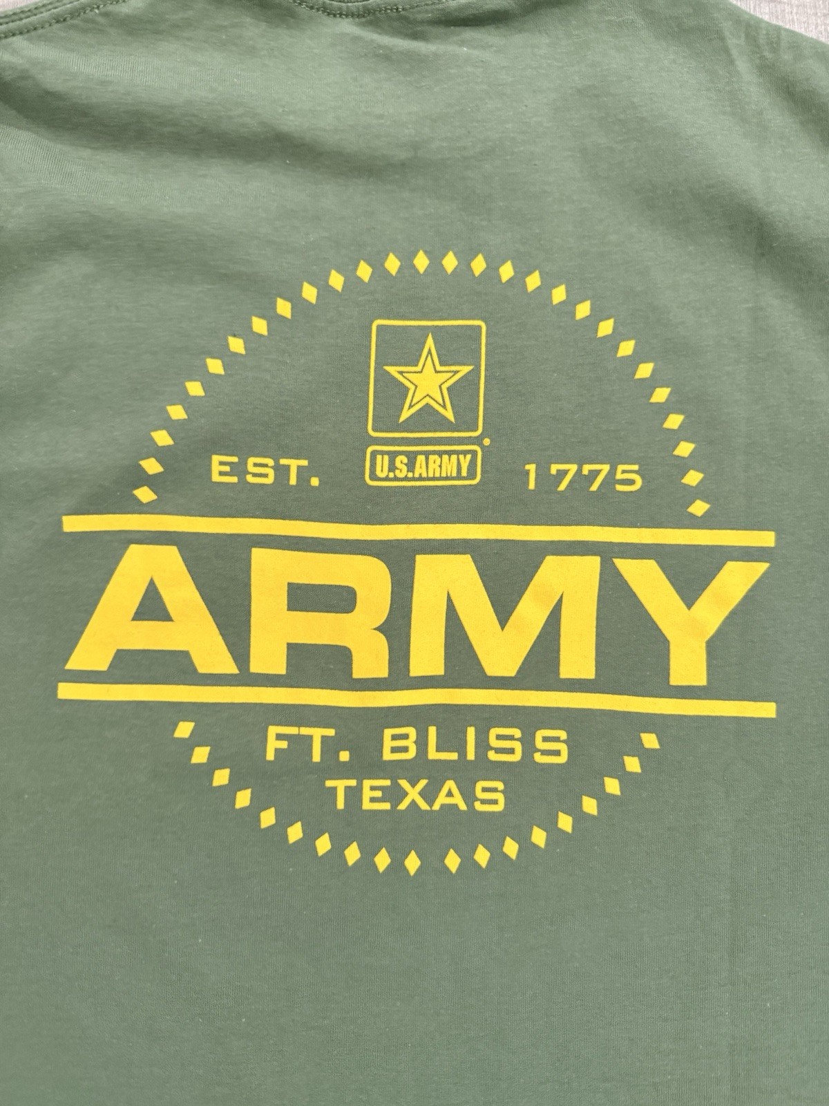 “United States Army Ft Bliss, TX 1775” Double Sided Green T Shirt - Sz XL - NWT gallery