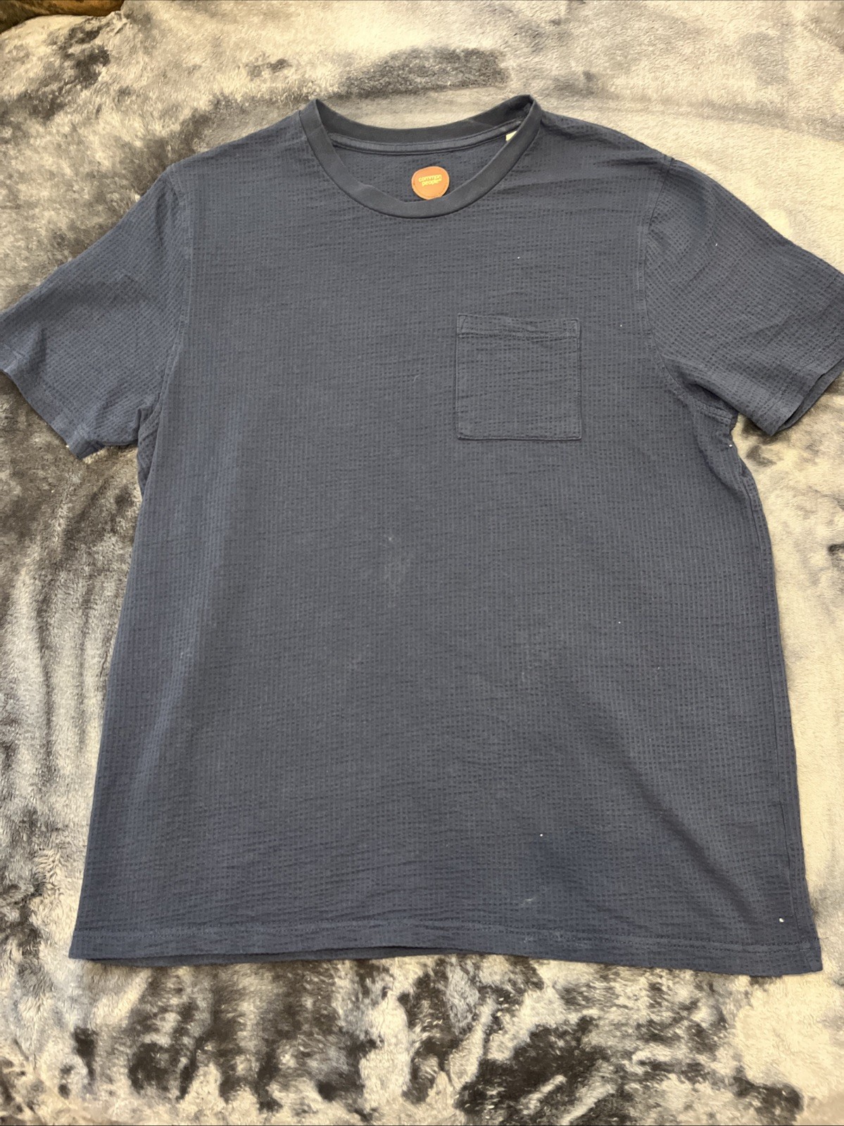 Common P eople Men's Navy Waffle Knit Pocket T-Shirt gallery