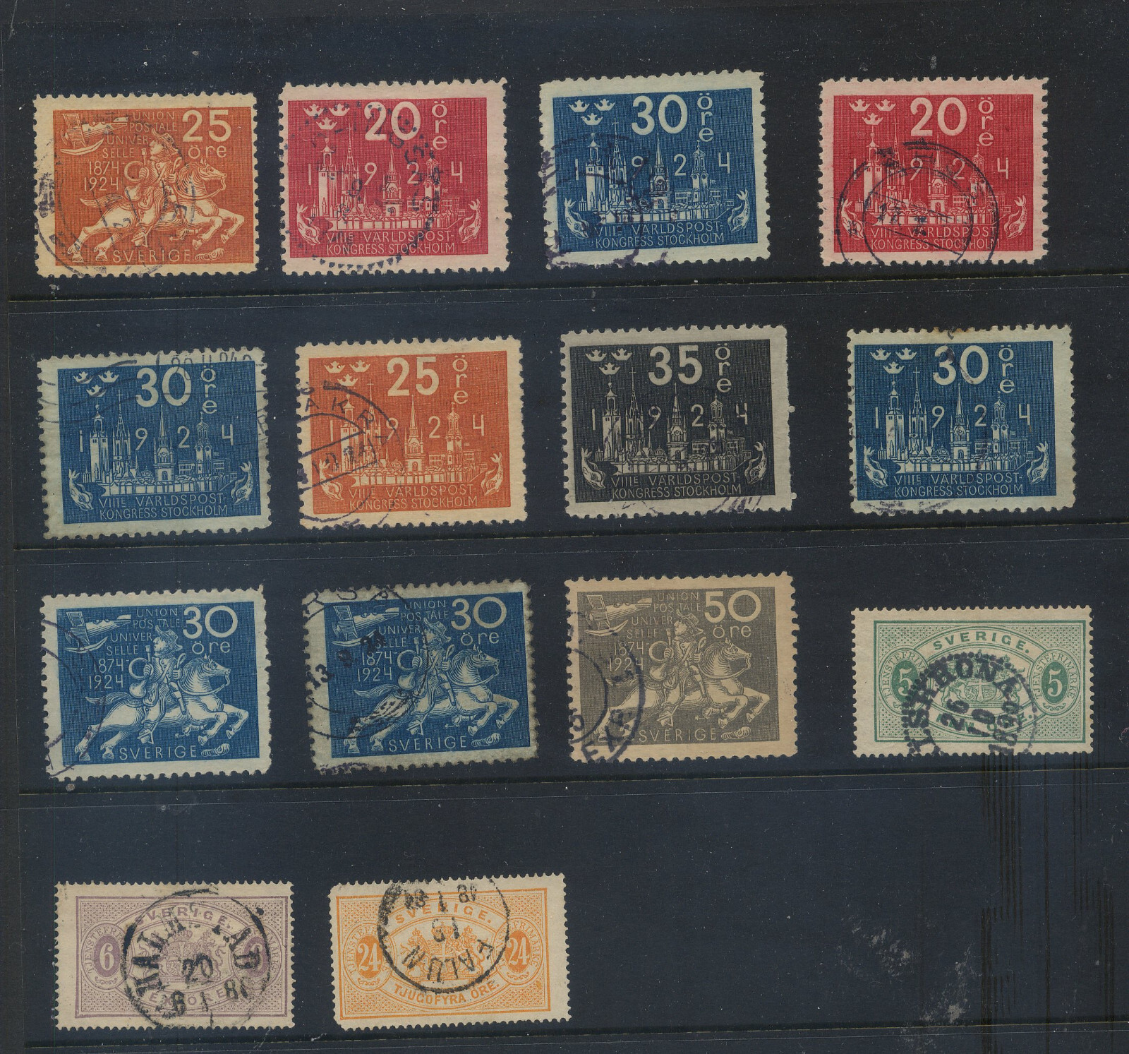 Swden  nice  lot  of better used stamps  with  O3, O4, O8