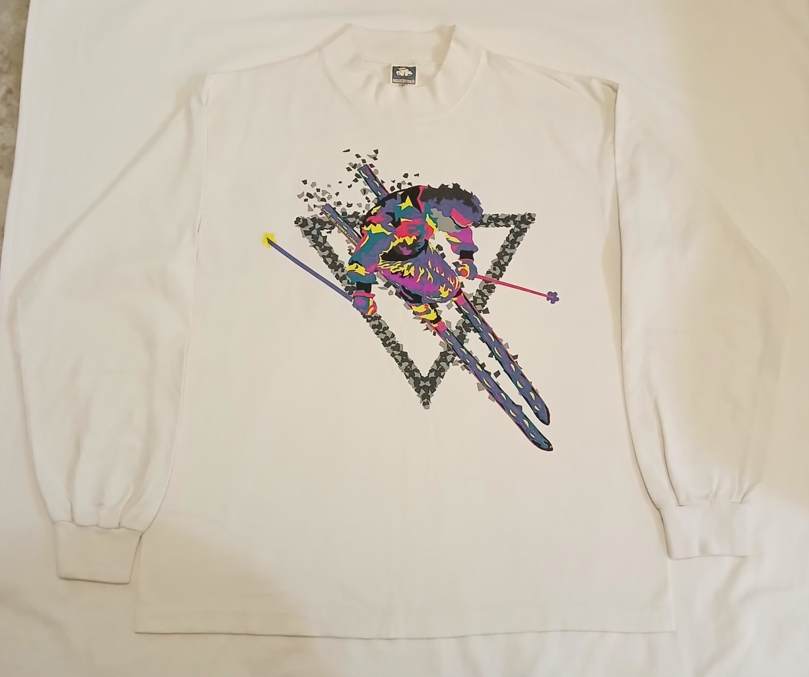 Vintage Andrew Carson T-Shirt XL Mens White High Neck Skiing Snow Sport 1991 USA gallery