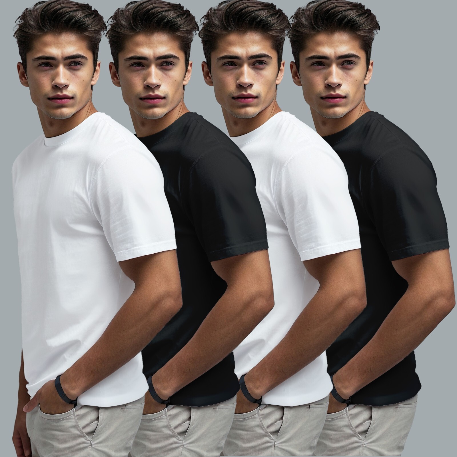 Pack of 4 Arventur T-Shirts (White & Black)