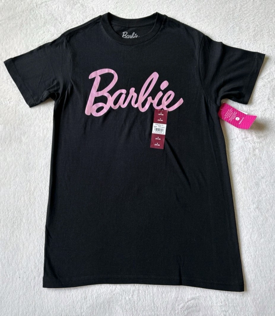Barbie Mens Short Sleeve Black Crewneck Logo Graphic T- shirt Size S 34-36 Small gallery