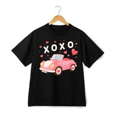 Unisex “XOXO” Pink Car Graphic Tee- Valentine’s Weekend Outing&Casual Hang Shirt