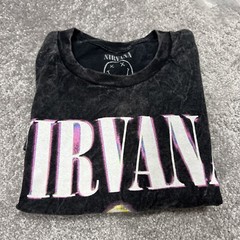 Nirvana in Utero Men’s Medium Pullover T-Shirt Short Sleeve Tie Dye Gray