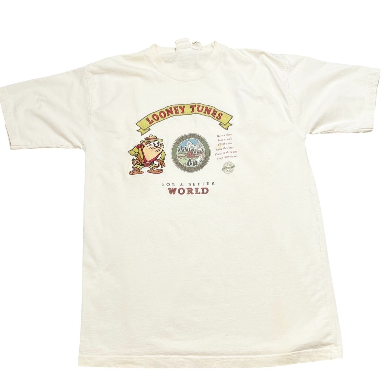 Acme VTG Looney Tunes Taz Tasmanian Devil Mens Size L Embroidered Forests gallery