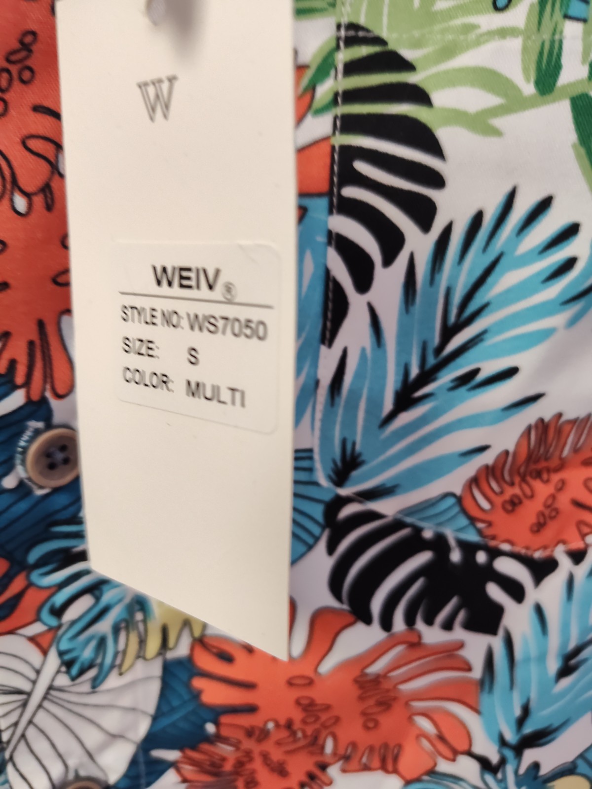 WEIV Men's Tropical Print Button Down Short Sleeve Front Pocket Shirt WS7050 lg gallery