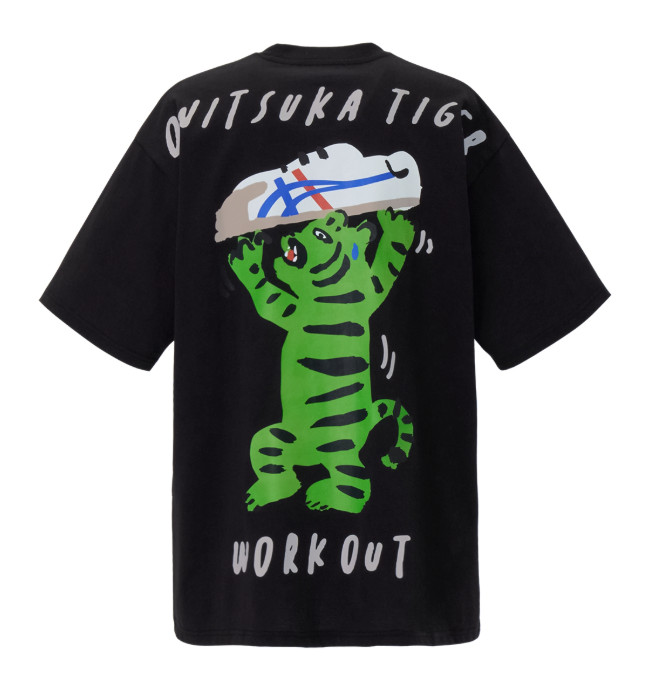Onitsuka Tiger Oversized Graphic T-Shirt Unisex Lifestyle Tee Black 2183B623-001