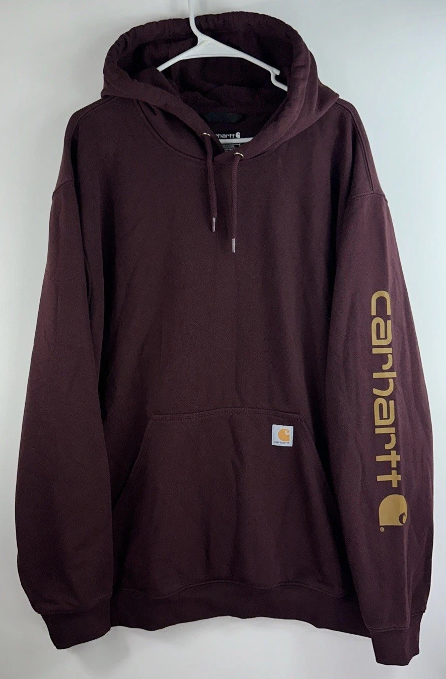 Carhartt Loose Fit Men’s XL Maroon Spring 2025 Cotton Blend Hoodie Sweatshirt