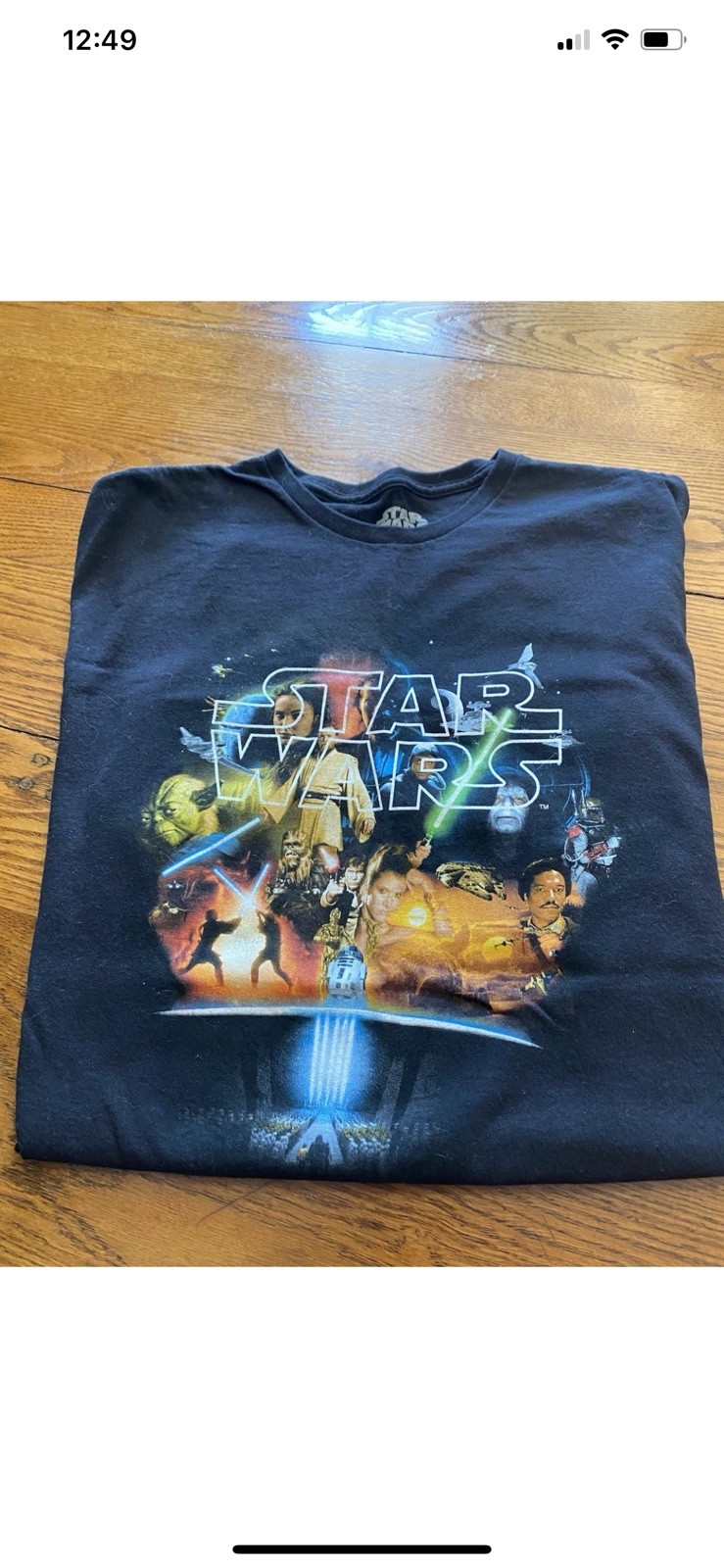 2 Star Wars Men's Short Sleeve T-Shirt Crew Neck Heather Blue and black Size XL gallery