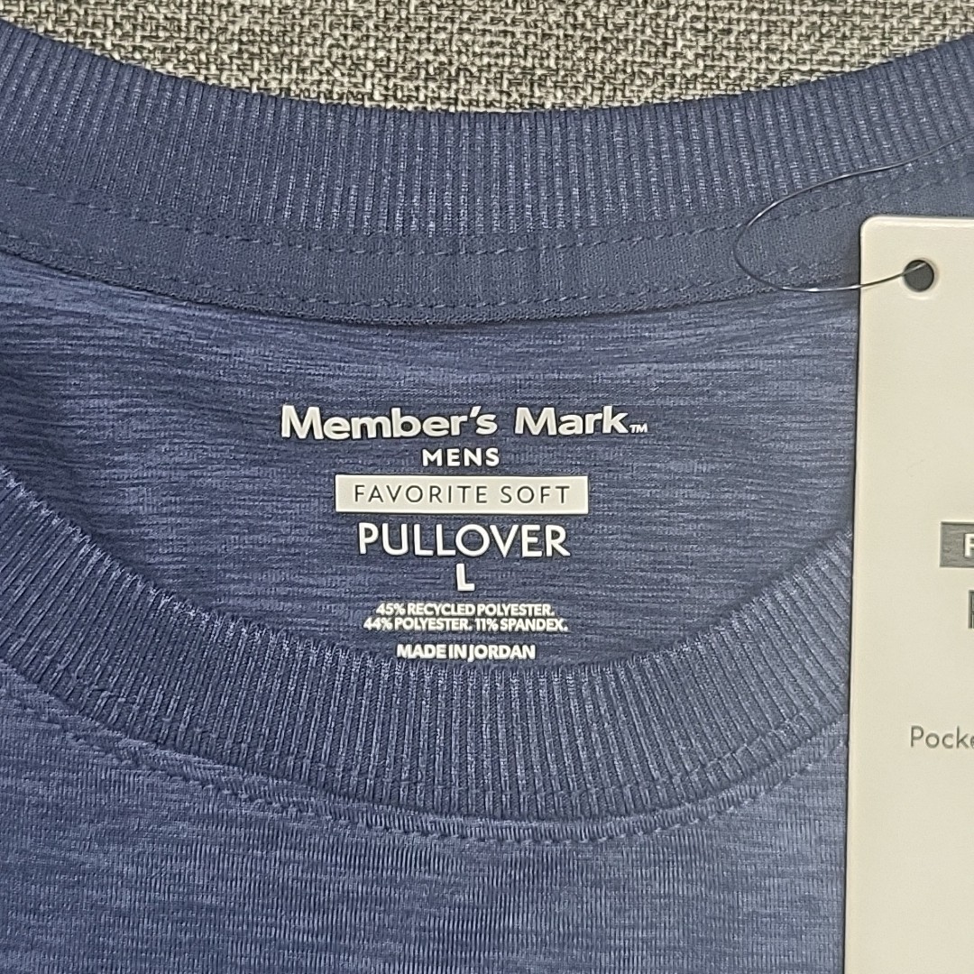 Members Mark Mens Pullover Large Size Blue Long Sleeves Top Zip Pocket gallery