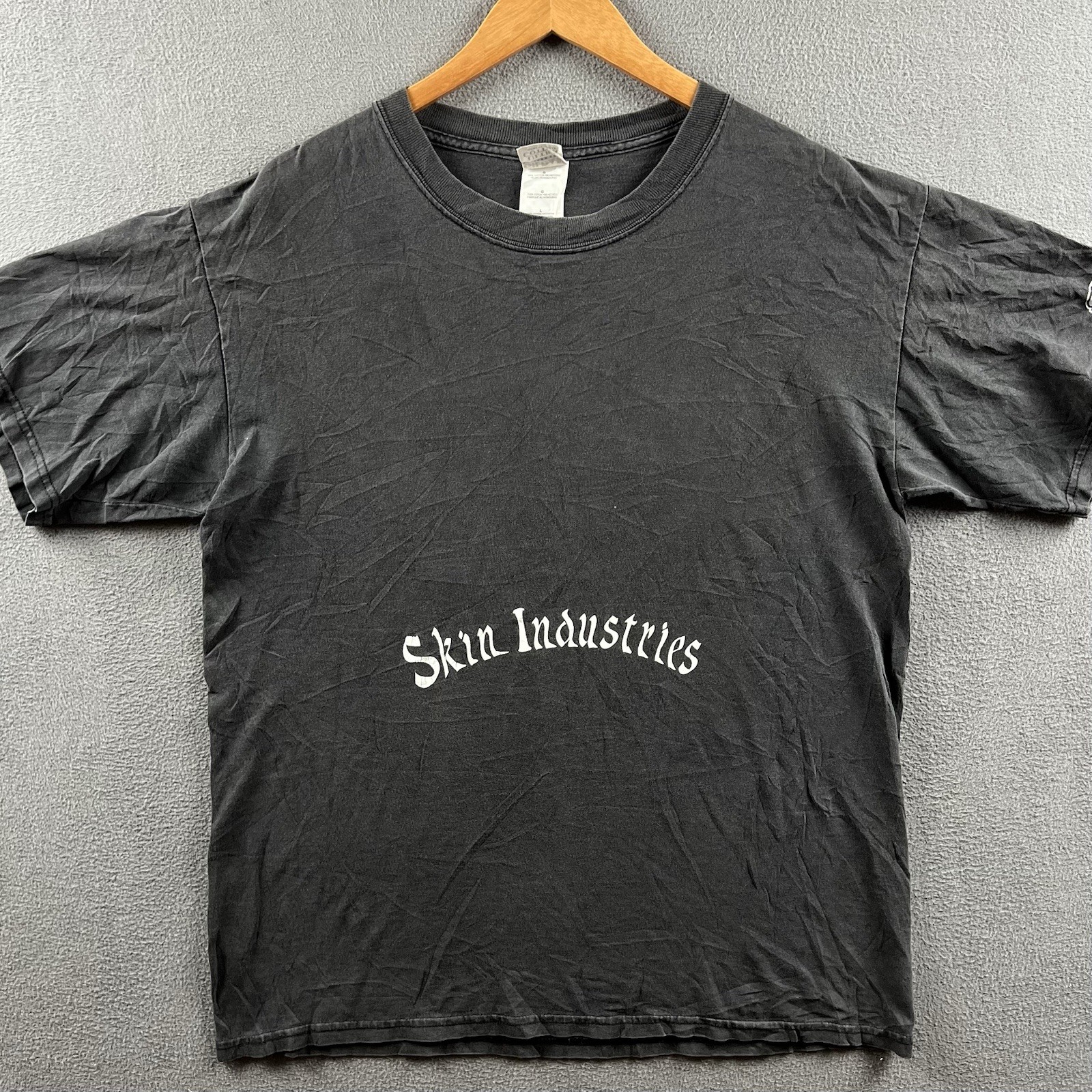Vintage Skin Industries Shirt Mens Large Black Faded Iron Cross Grail Y2K Skater