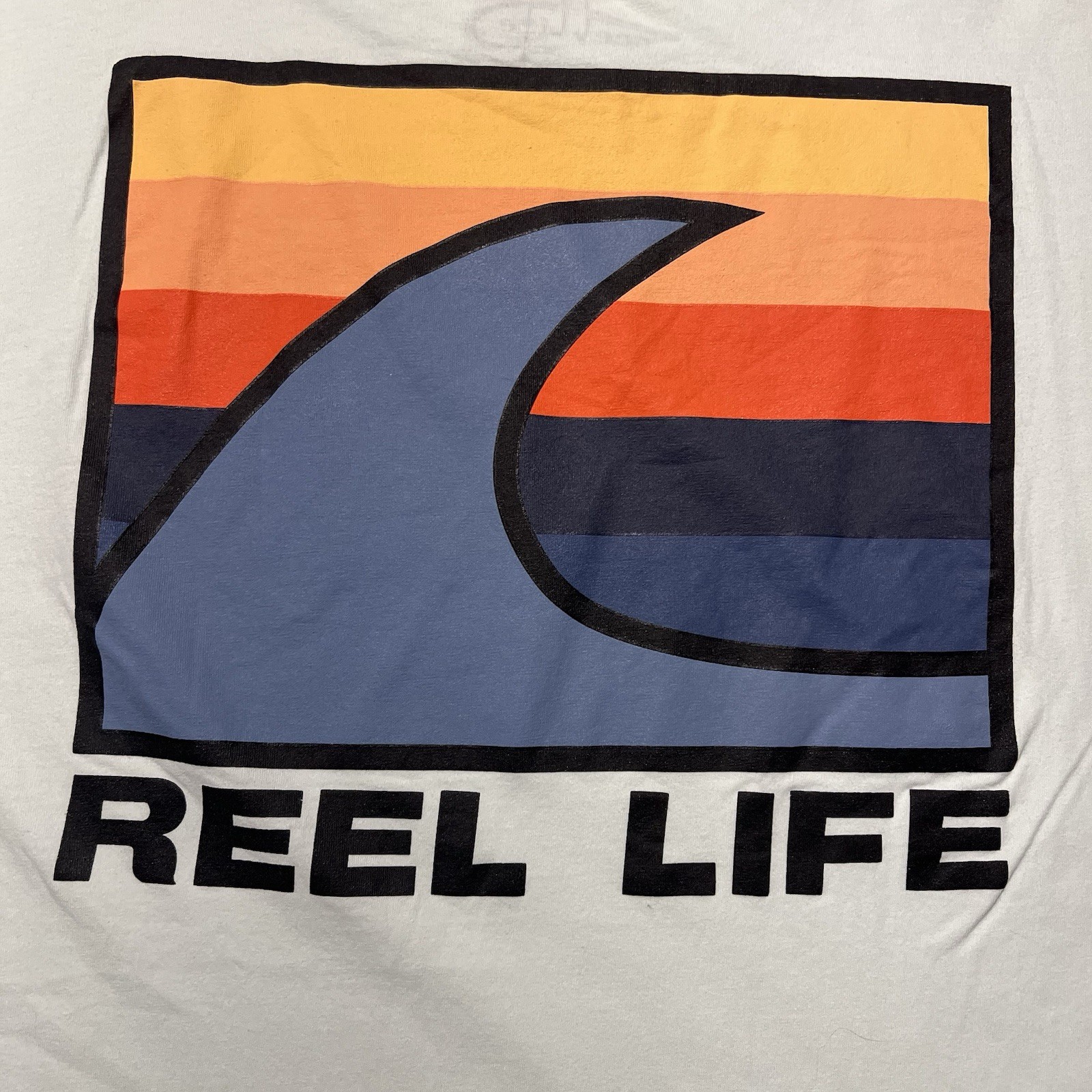 Reel Life Fishing T Shirt Mens XL Blue Wave Sunset Logo Graphic Outdoor gallery