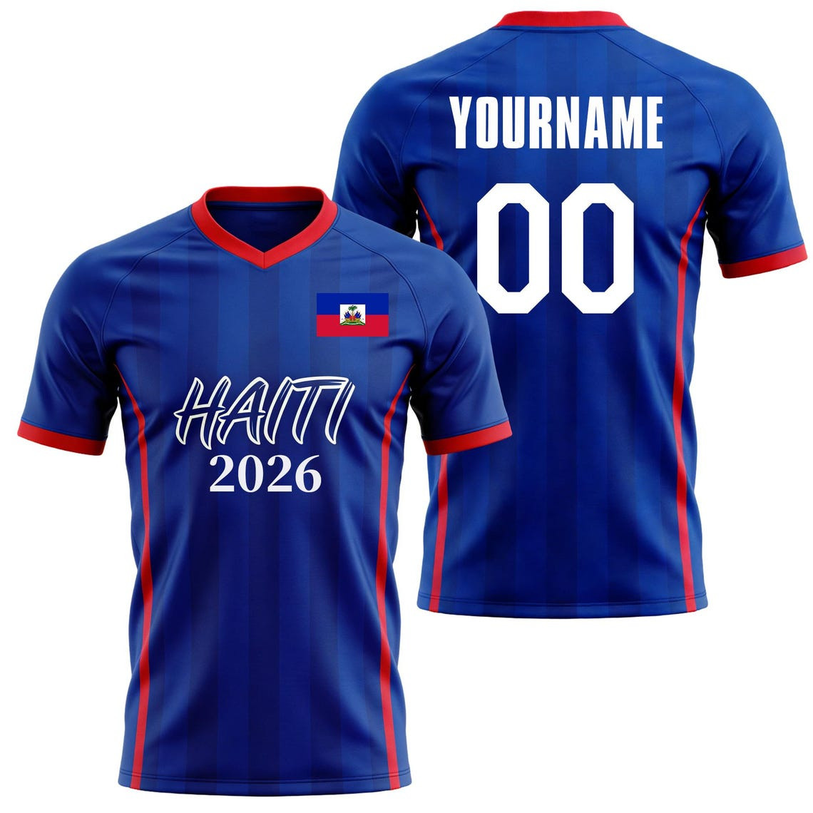 Haiti W- Cup 2026 Soccer Jersey Custom Name Number Mesh V-Neck T-Shirt gallery