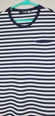 Murano Liquid Luxury Men’s Large Black White Striped Pocket T-Shirt 100% Cotton