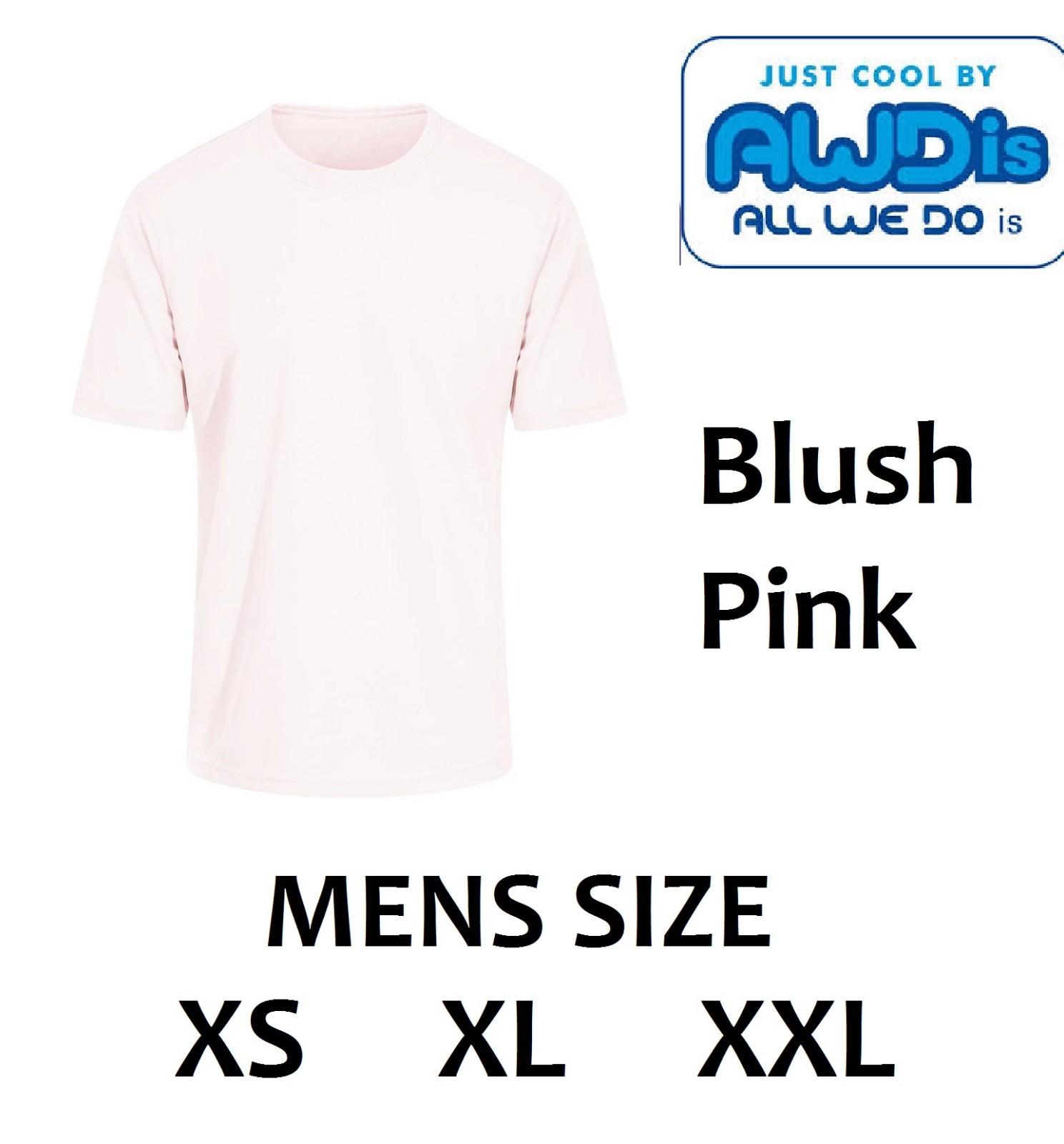 Mens T shirt, pale blush pink, super smooth fabric, Size XS XL XXL New, AWDIS gallery