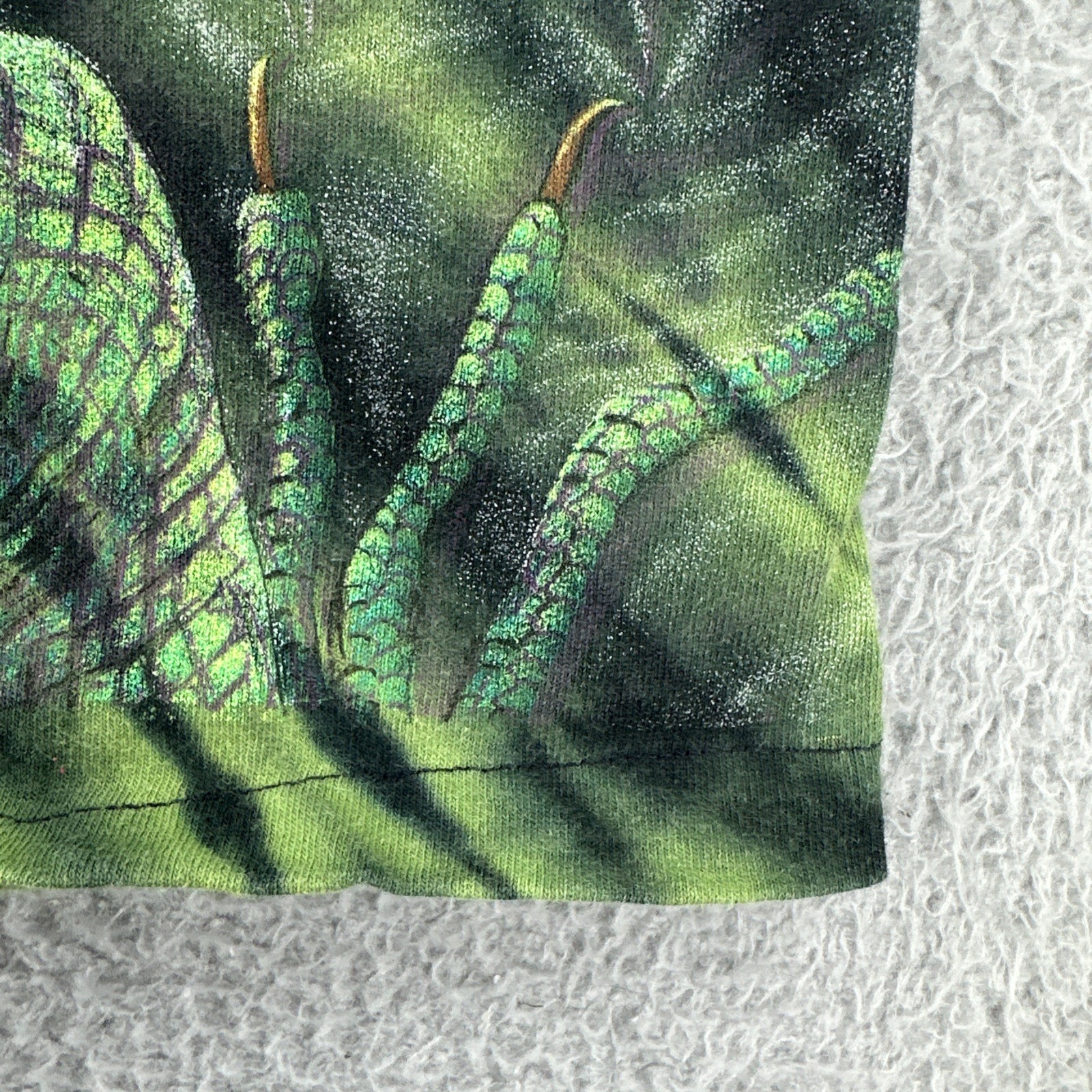 Vtg Rainforest Cafe Adult L Green Tie Dye Iguana Double Sided Graphic Print Tee gallery