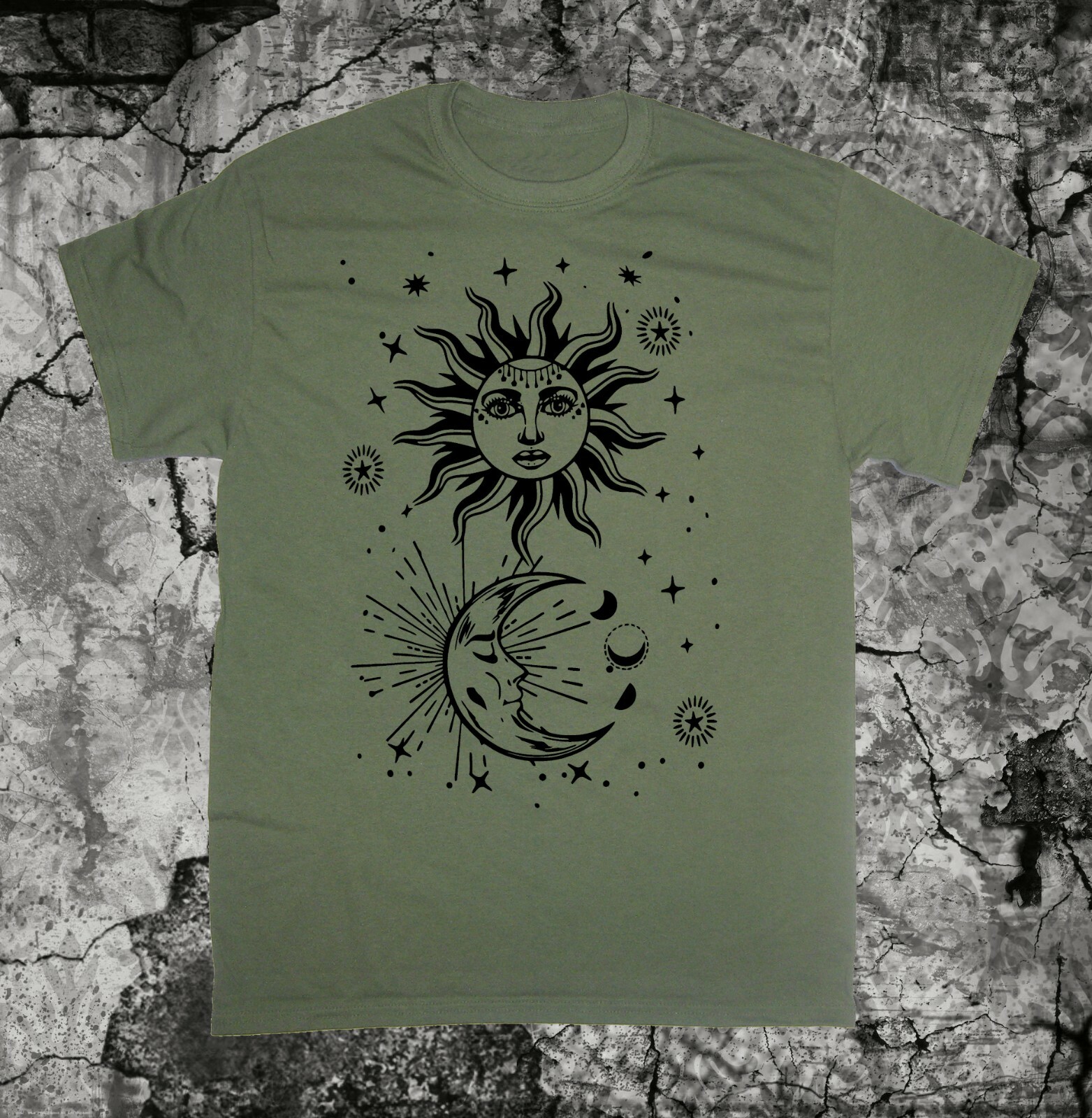 Sun Moon Shirt - Occult pentacle star Punk Metal grunge gothic hippie pentagram gallery