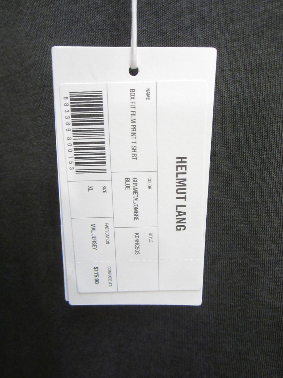 Helmut Lang T Shirt Gunmetal Grey & Ombre Blue Box Fit Film Print Men XL gallery