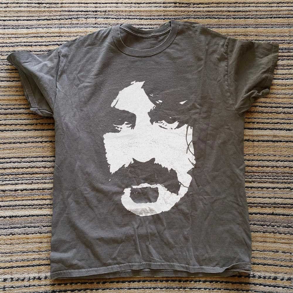 Frank Zappa Face Charcoal Heavy Cotton T-Shirt