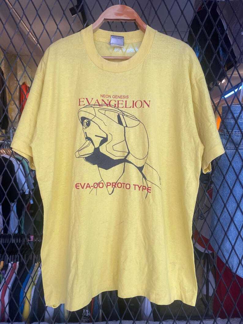 Neon Genesis Evangelion vintage yellow t-shirt gift for fan QT1607