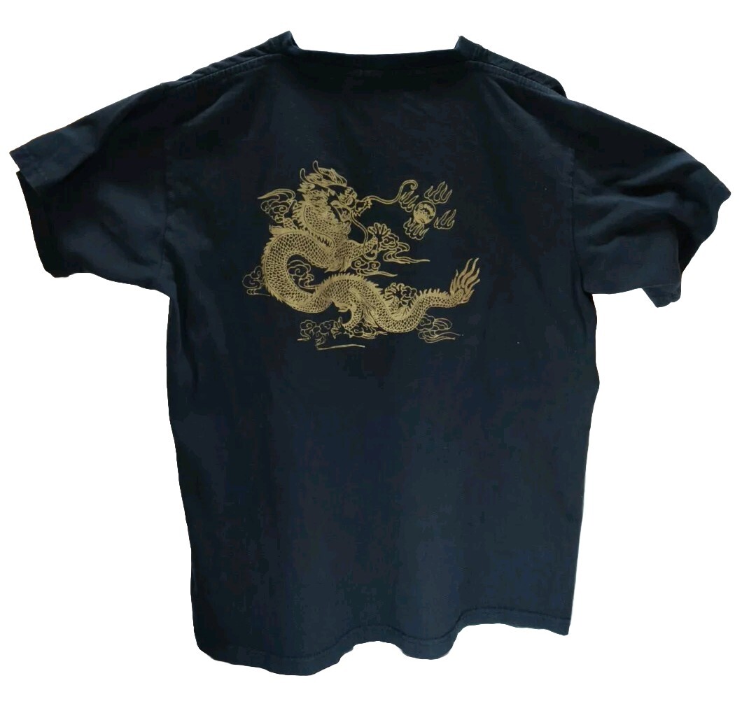 HUAXIUCUN US Men Size XL Black Cotton T-Shirt Dragon Chinese gallery