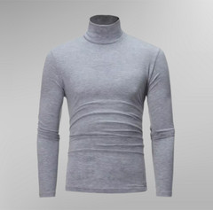 Mens Turtleneck Basic Pullover Long Sleeve Jumper Top Casual Slim Fit T-Shirt