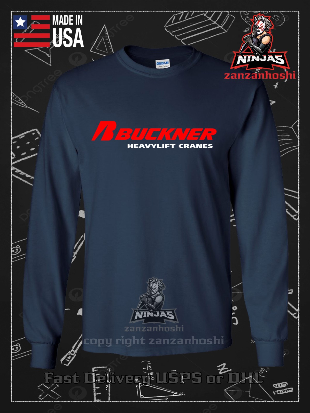 New Buckner Heavylift Cranes Logo Men's Long Sleeve T-Shirt American T-Shirt gallery
