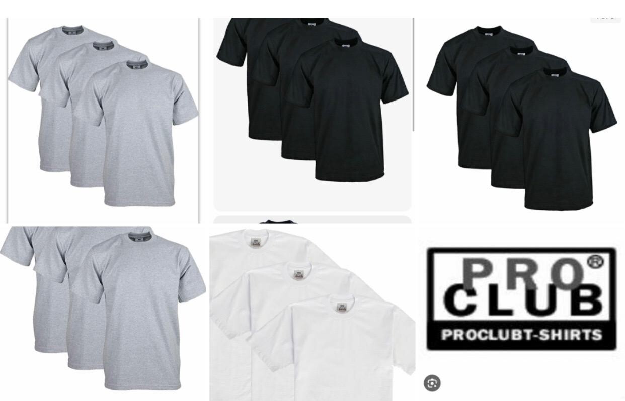 6 PACK PRO CLUB MENS PLAIN SHORT SLEEVE T SHIRT HEAVYWEIGHT COTTON gallery