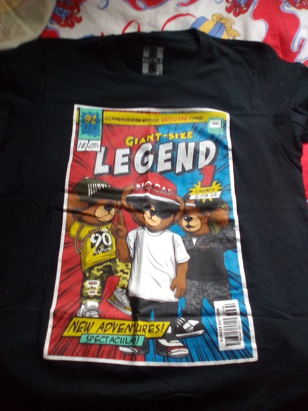 HUSTLE OG BAILEY NO CALL BEAR LEGEND COMIC BOOK SIZE L BLACK SHIRT gallery