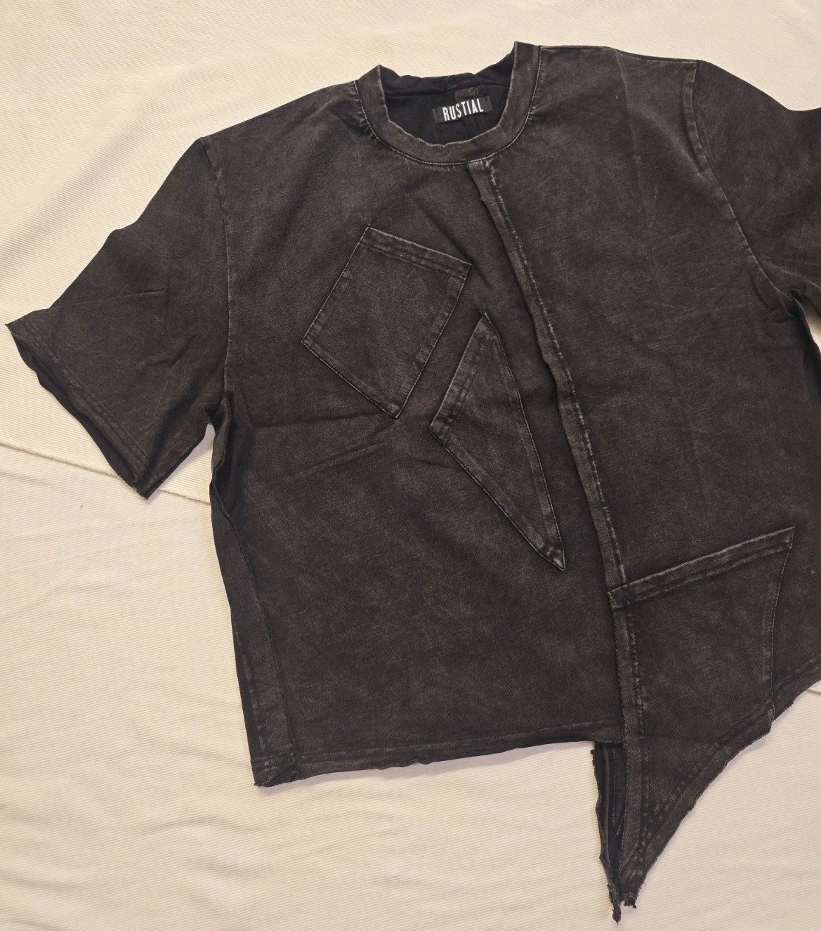 RUSTIAL Adult Streetwear Abstract Denim Wash T-Shirt *Extremely Rare*- SMALL gallery