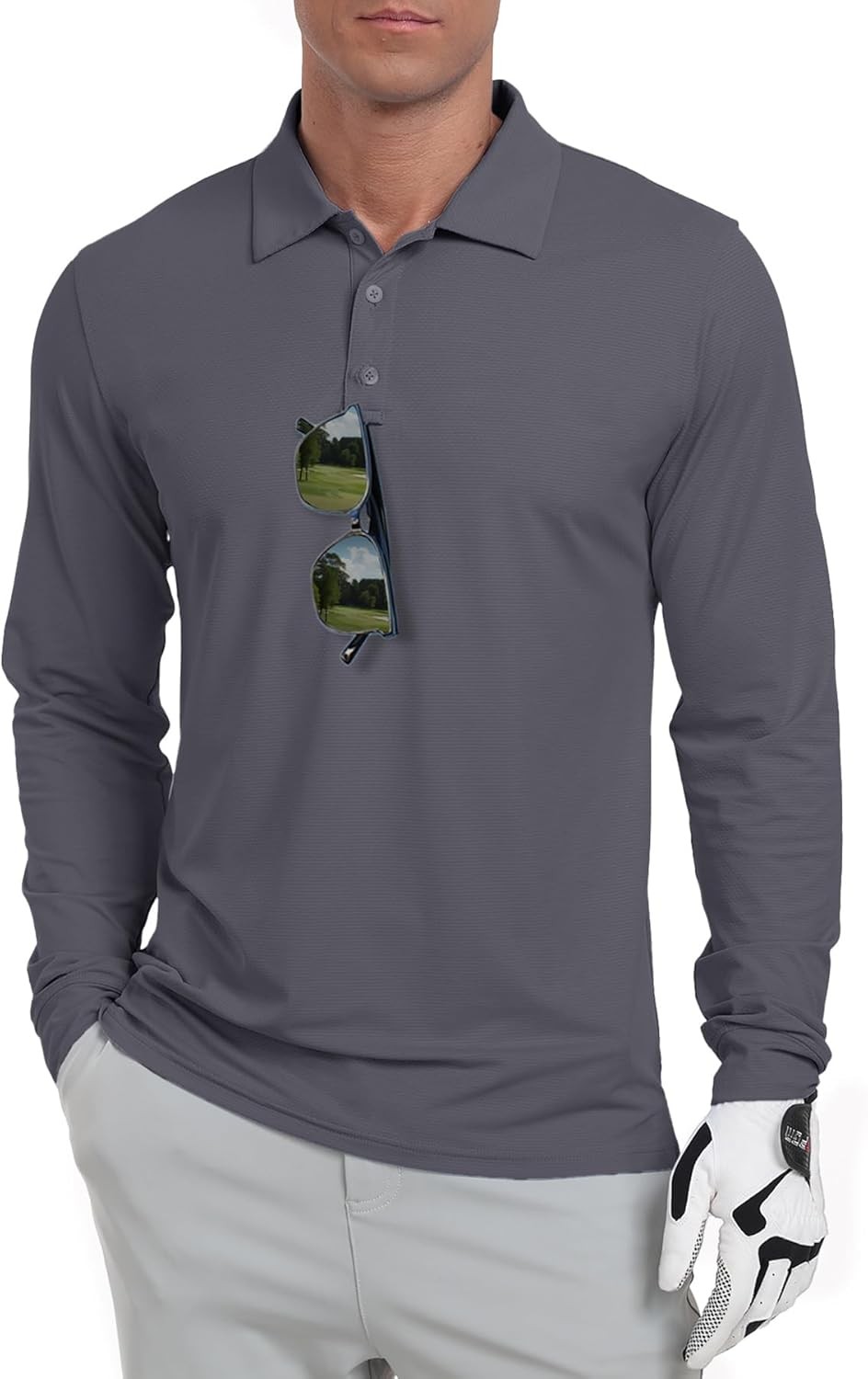 Men's Long Sleeve Golf Polo Shirt UPF 50+ Quick Dry Lightweight Performance Tee gallery