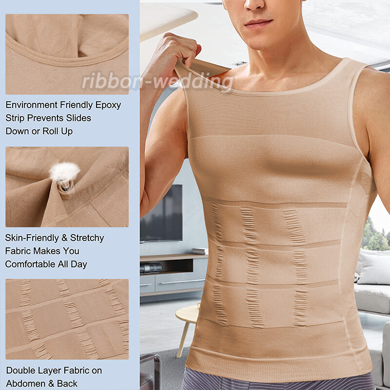 Gynecomastia Compression Shirts for Men White Tank Top Fajas Hombres Body Shaper gallery