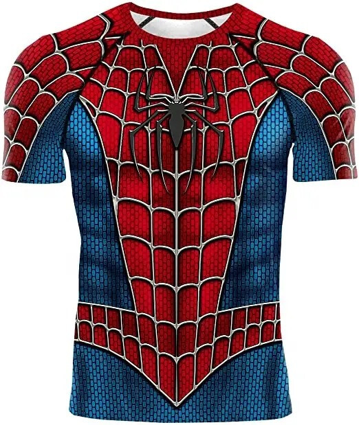 Men's T-shirts Spider Superhero Compression Tights Short Sleeve Tops Tee Gym gallery